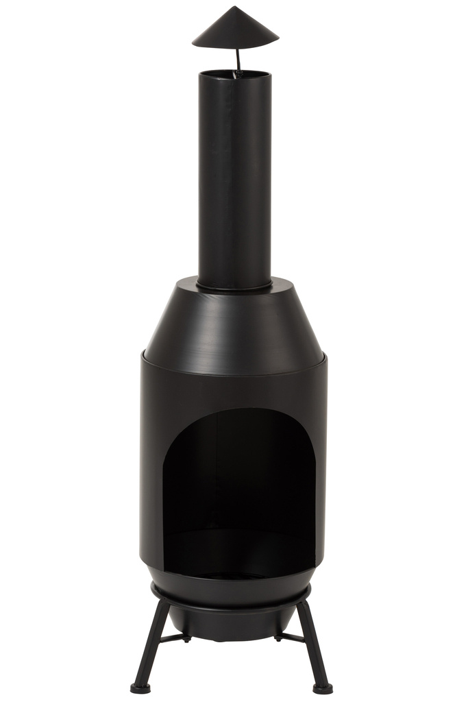 J-LINE HOUTGESTOOKTE OVEN METAAL ZWART