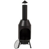 J-LINE HOUTGESTOOKTE OVEN METAAL ZWART