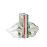 J-LINE SET VAN 2 BOEKSTEUNEN LIPS MIRROR RESIN ZILVER