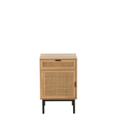 J-LINE NACHTKASTJE VIERKANT MDF/METAAL NATUREL/ZWART