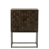 J-LINE KAST OP VOET PINO METAAL/MANGOHOUT BRUIN/GRIJS