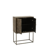 J-LINE KAST OP VOET PINO METAAL/MANGOHOUT BRUIN/GRIJS