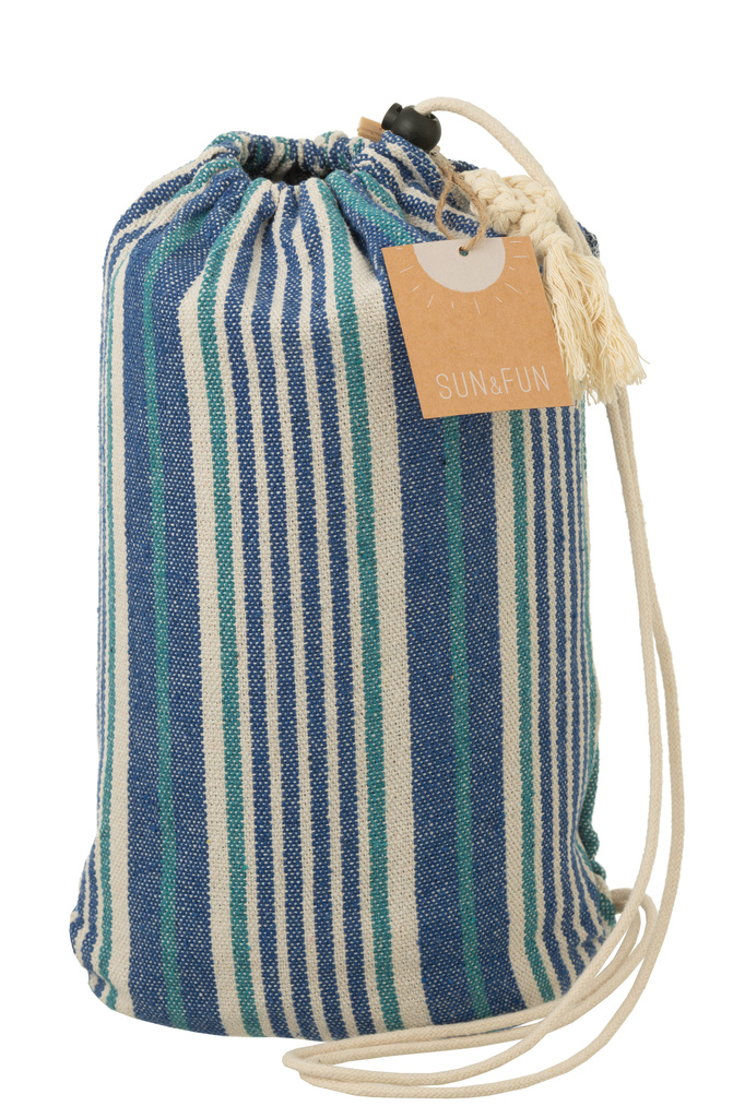 J-LINE HANGMAT STREPEN – KATOEN/POLYESTER BLAUW/WIT
