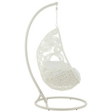 J-LINE HANGSTOEL + KUSSENS BULA METAAL/RIET WIT