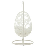 J-LINE HANGSTOEL + KUSSENS BULA METAAL/RIET WIT