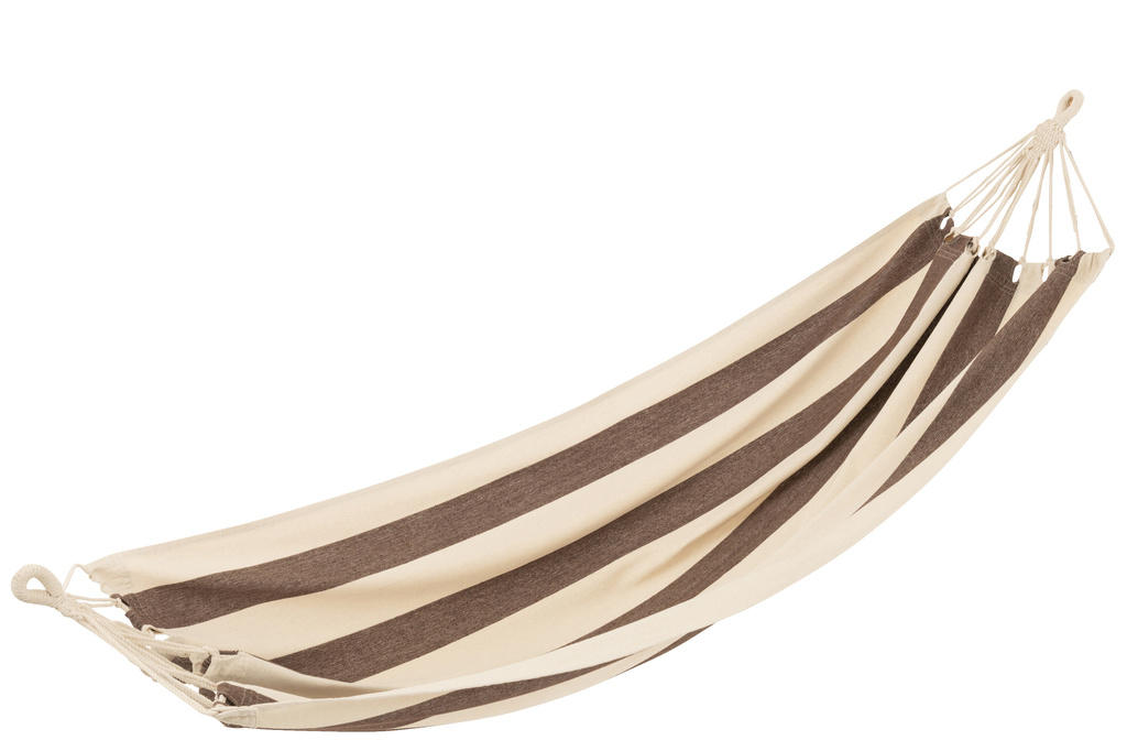 J-LINE HANGMAT GROTE STREPEN – KATOEN/POLYESTER DONKERBRUIN/ECRU