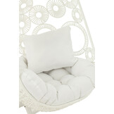 J-LINE HANGSTOEL + KUSSENS BULA METAAL/RIET WIT