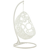 J-LINE HANGSTOEL + KUSSENS BULA METAAL/RIET WIT