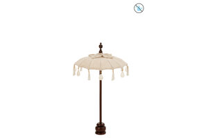 J-LINE SUNSHADE+BASE TASSELS/SHELLS BEIGE WOOD DARK BROWN SMALL