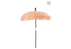 J-LINE PARASOL MET KWASTJES EN SCHELPEN – PERZIK/HOUT DONKERBRUIN LARGE