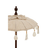 J-LINE SUNSHADE+BASE TASSELS/SHELLS BEIGE WOOD DARK BROWN SMALL