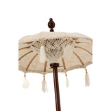 J-LINE SUNSHADE+BASE TASSELS/SHELLS BEIGE WOOD DARK BROWN SMALL