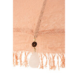 J-LINE PARASOL MET KWASTJES EN SCHELPEN – PERZIK/HOUT DONKERBRUIN LARGE