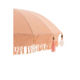 J-LINE PARASOL MET KWASTJES EN SCHELPEN – PERZIK/HOUT DONKERBRUIN LARGE
