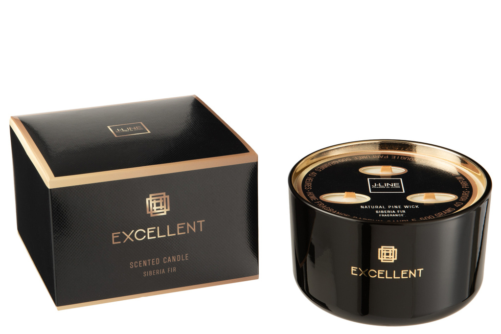 J-Line Scented Candle Excellent Siberia Fir Black Large - 40H