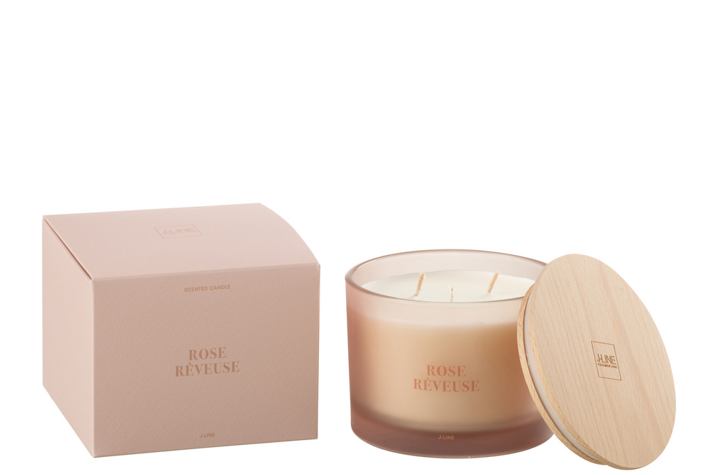 J-Line Scented Candle Accords Essentiels Rose Rêveuse - 28H: