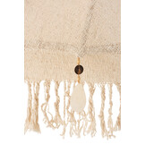 J-LINE PARASOL MET KWASTJES EN SCHELPEN – BEIGE/HOUT DONKERBRUIN LARGE