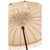 J-LINE PARASOL MET KWASTJES EN SCHELPEN – BEIGE/HOUT DONKERBRUIN LARGE
