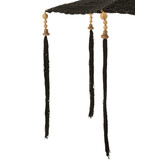 J-LINE PARASOL MET KWASTJES + VOET KATOEN/HOUT ZWART KLEIN – STIJLVOL & SFEERVOL DESIGN