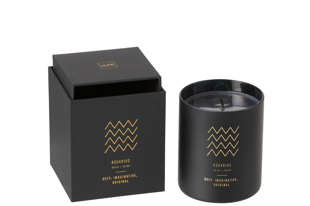 J-Line Scented Candle Astro Aquarius Black - 50H