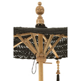J-LINE PARASOL MET KWASTJES + VOET KATOEN/HOUT ZWART KLEIN – STIJLVOL & SFEERVOL DESIGN