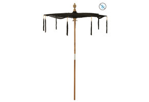 J-LINE PARASOL TASSELS COTTON/WOOD BLACK LARGE