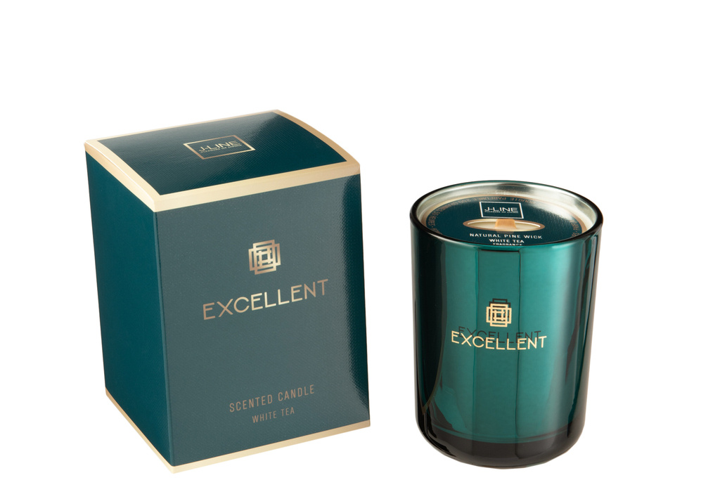 J-LINE SCENTED CANDLE EXCELLENT WHITE TEA PETROL SMALL - 50 HOURS
