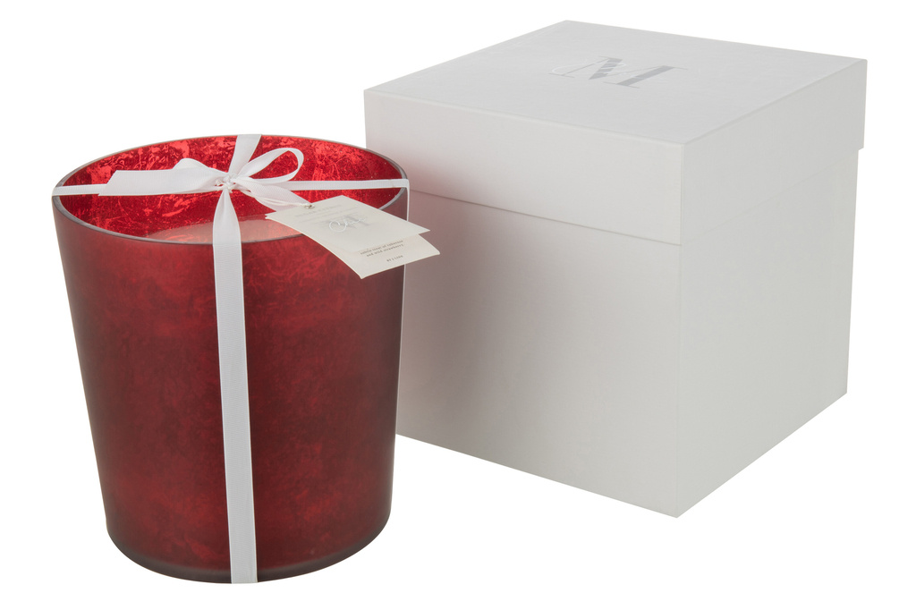 J-LINE SCENTED CANDLE DELUXE GLASS RED LARGE - 140 HOURS
