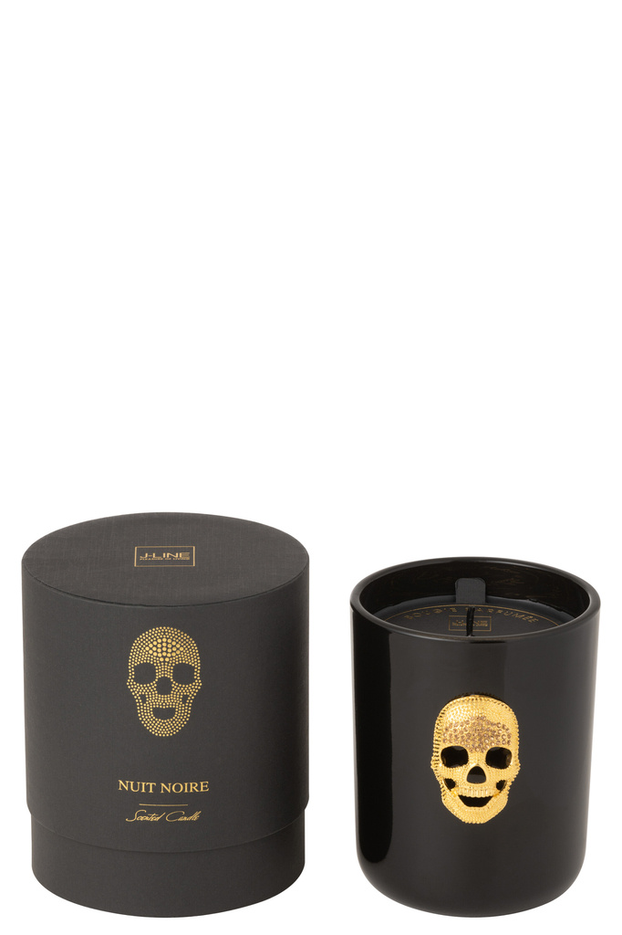 J-LINE SCENTED CANDLE SKULL NUIT NOIRE LARGE 65 HOURS