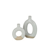 J-LINE VAZE CIRCLE – PORSELEIN WIT/BEIGE LARGE