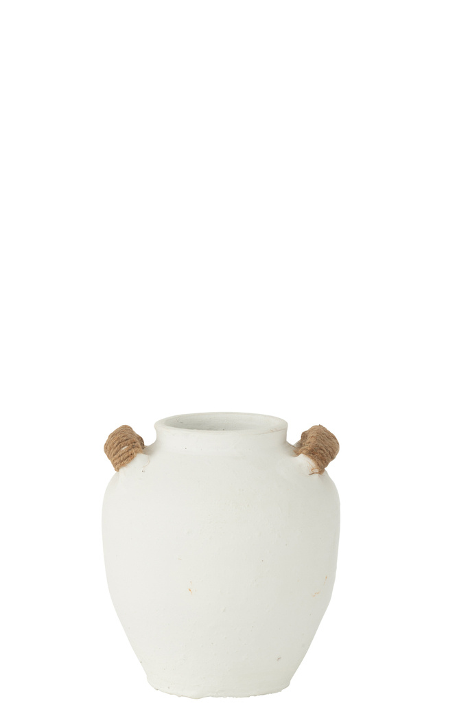 J-LINE VAZE IBIZA MET 2 HANDVATTEN – CLAY/JUTE WIT/NATUREL SMALL