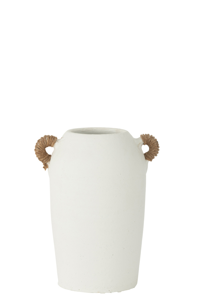 J-LINE VAZE IBIZA MET 2 HANDVATTEN – CLAY/JUTE WIT/NATUREL LARGE