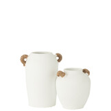 J-LINE VAZE IBIZA MET 2 HANDVATTEN – CLAY/JUTE WIT/NATUREL LARGE