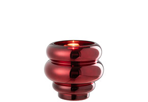 J-LINE THEELICHTHOUDER/VAAS CLÉA – GLAS DONKERROOD