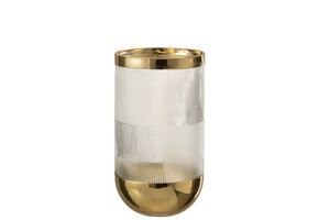 J-LINE VAZE CILINDERVORM PATROON – GLAS TRANSPARANT/GOUD GROOT