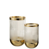 J-LINE VAZE CILINDERVORM PATROON – GLAS TRANSPARANT/GOUD GROOT