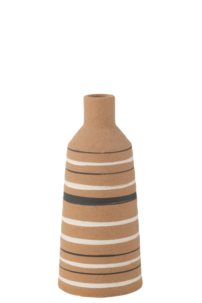 J-LINE VAZE TUKANO STREPEN – TERRACOTTA BRUIN/ZWART/WIT GROOT