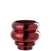 J-LINE THEELICHTHOUDER/VAAS CLÉA – GLAS DONKERROOD