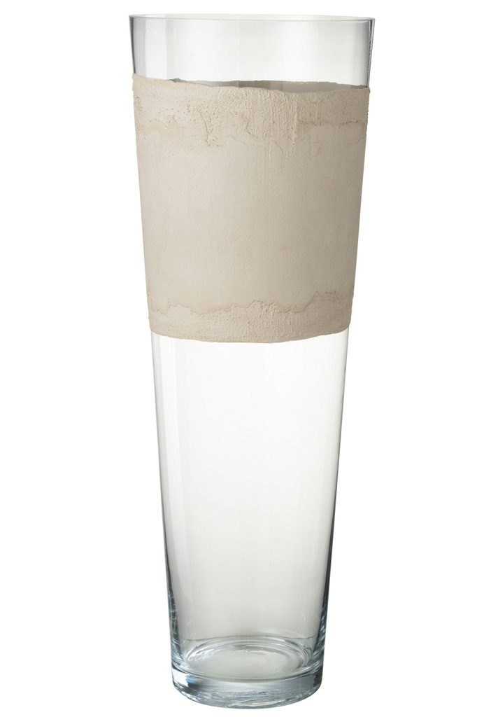 J-LINE VAZE DELPH – GLAS TRANSPARANT/BEIGE EXTRA GROOT
