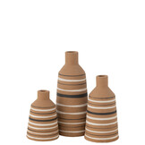 J-LINE VAZE TUKANO STREPEN – TERRACOTTA BRUIN/ZWART/WIT GROOT