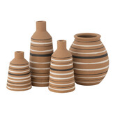 J-LINE VAZE TUKANO STREPEN – TERRACOTTA BRUIN/ZWART/WIT GROOT