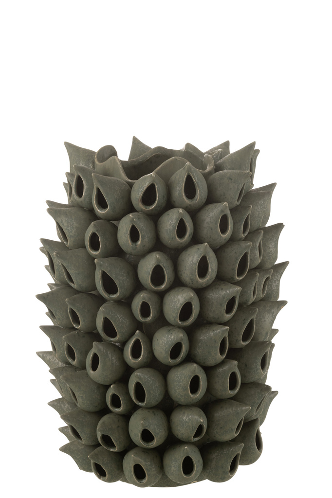 J-LINE VAAS ANEMONE HOOG PORSELEIN GROEN LARGE