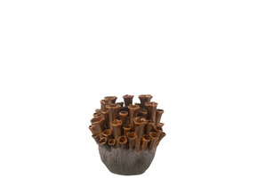 J-LINE VAAS ANEMONE PORSELEIN BRUIN/GRIJS SMALL