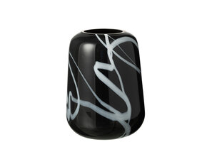 J-LINE VAZE SMOKE EFFECT SMAL – GLAS ZWART/WIT
