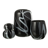 J-LINE VAZE SMOKE EFFECT SMAL – GLAS ZWART/WIT