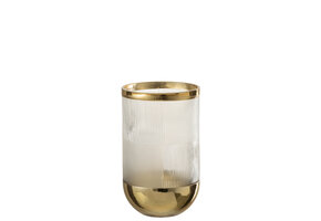 J-LINE VAZE CILINDERVORM PATROON – GLAS TRANSPARANT/GOUD KLEIN