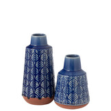 J-LINE VAAS LEO ELONGATED – PORSELEIN BLAUW/TERRA LARGE