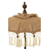 J-LINE PARASOL KWASTJES + VOET JUTE/HOUT BEIGE/WIT SMALL