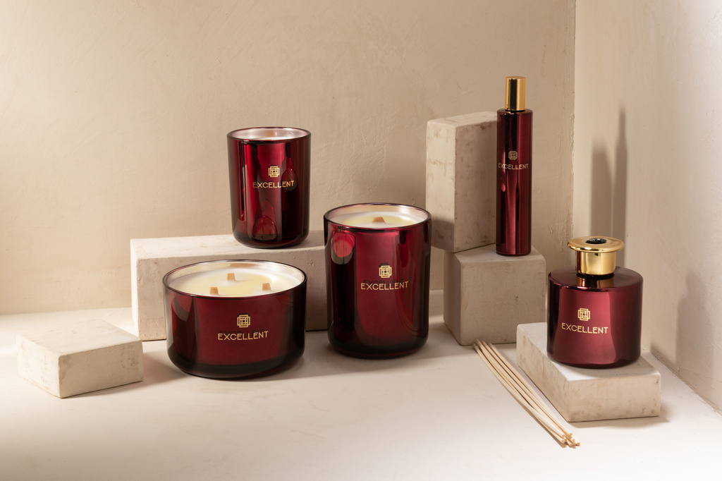 J-LINE SCENTED CANDLE EXCELLENT ROSE CHAMPAGNE WINE RED LARGE-40U