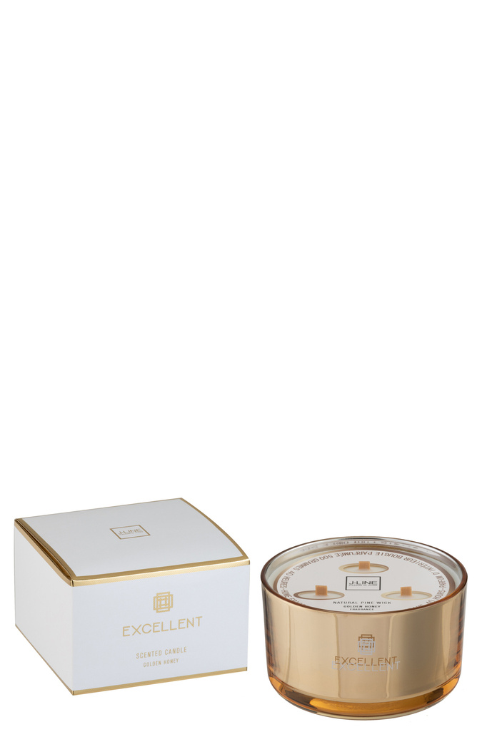 J-LINE SCENTED CANDLE EXCELLENT GOLDEN HONEY GOLD LARGE - 40 HOURS